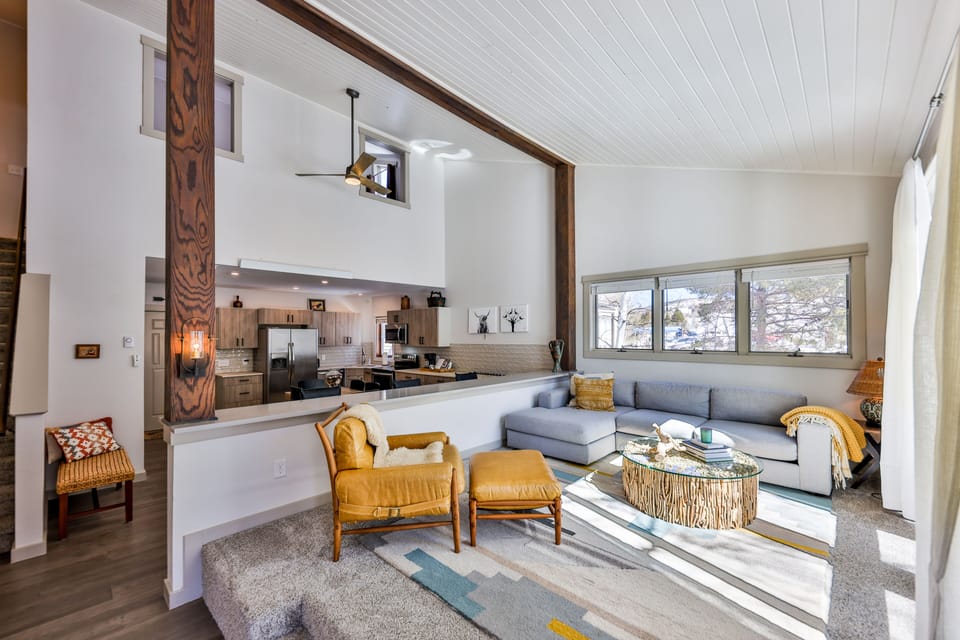 Cozy living room with gas fireplace and smart tv