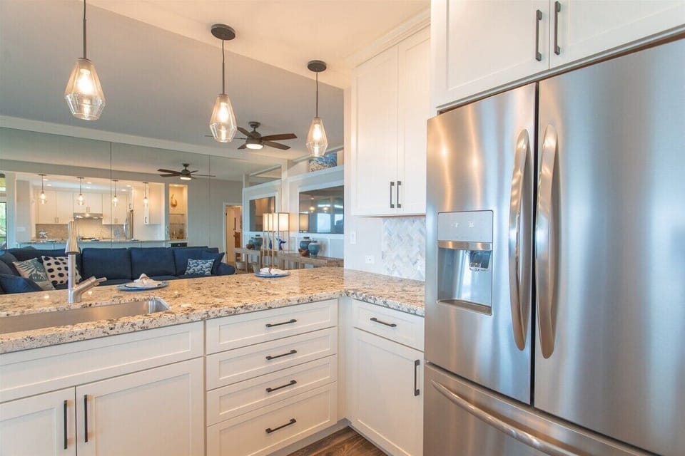 The remodeled kitchen, with all new stainless steel appliances and unrivaled ocean views, is every chef`s dream