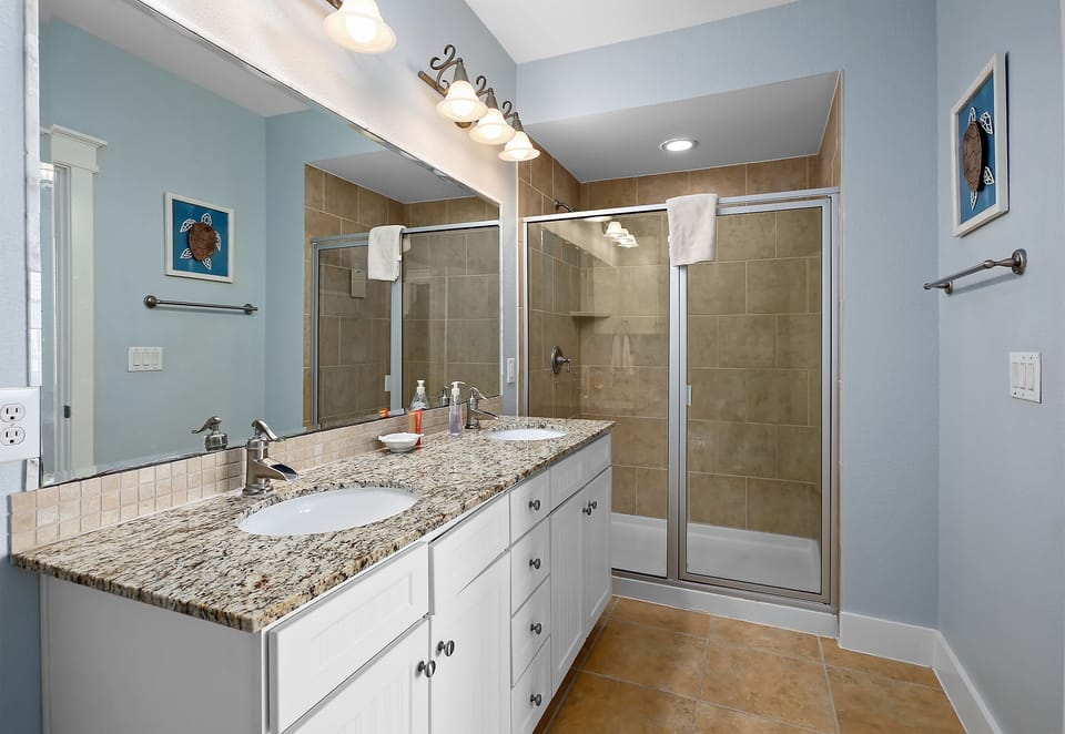 Master bath with huge walk in shower