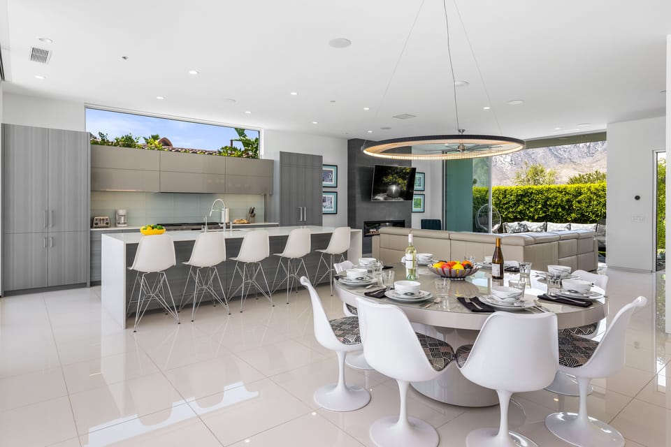 Spacious indoor dining