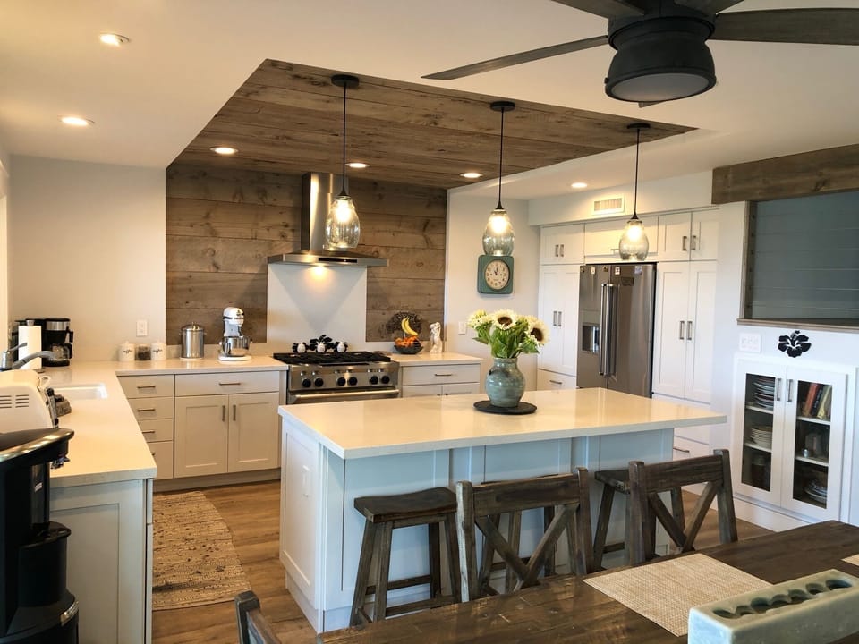 Enjoy the ocean views while preparing wonderful meals in the elegant kitchen.