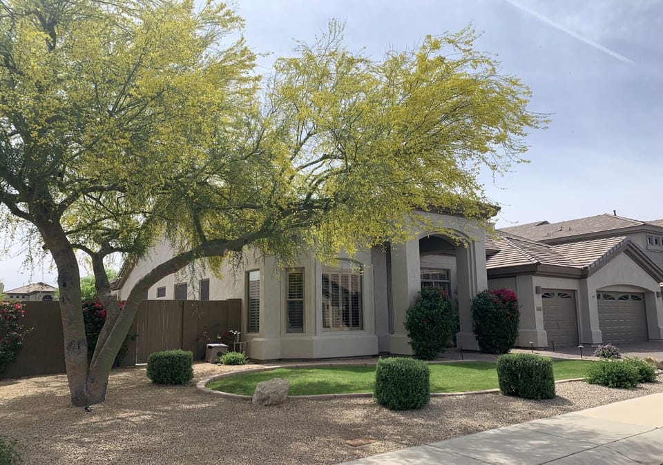 Corner lot with plenty of backyard privacy on a quiet street.