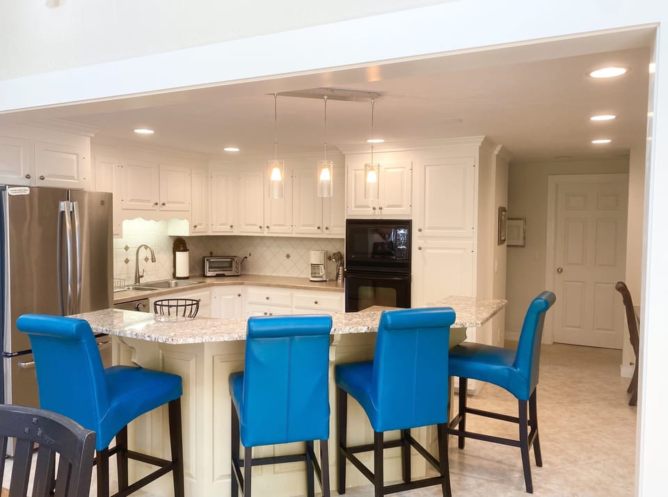 Kitchen with bar height island 