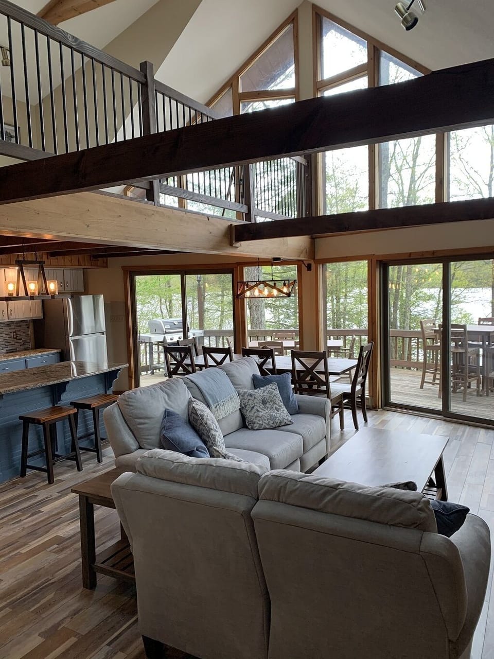 Open Great Room with beautiful lake views