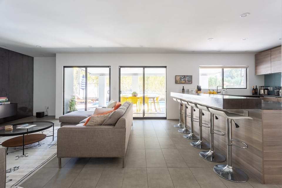 Kitchen and Living room.