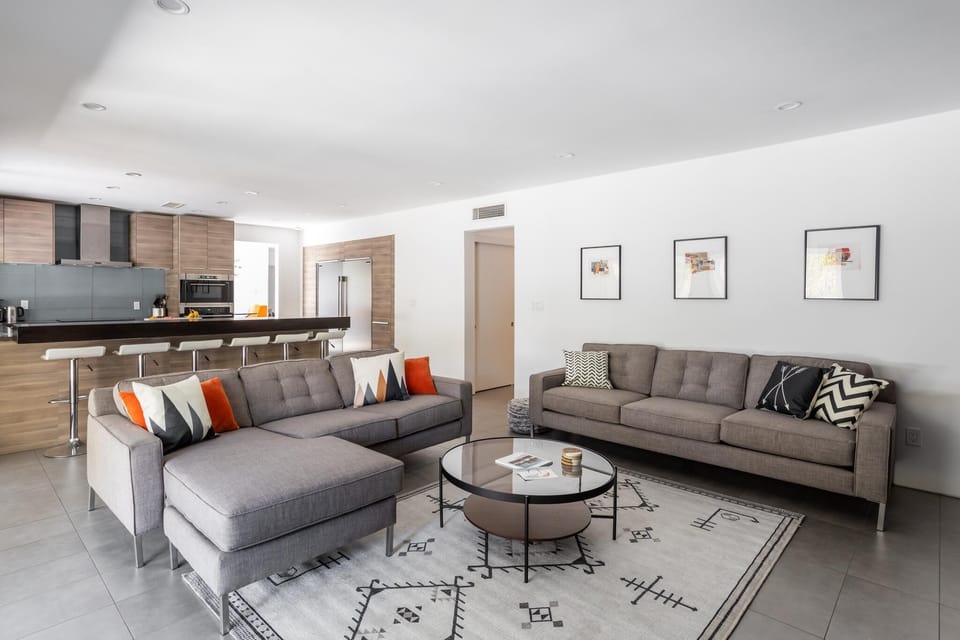 Living room off of the kitchen with an open floor plan.
