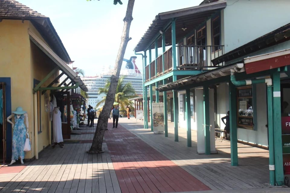Island Village 2 min walk away..ship in the background