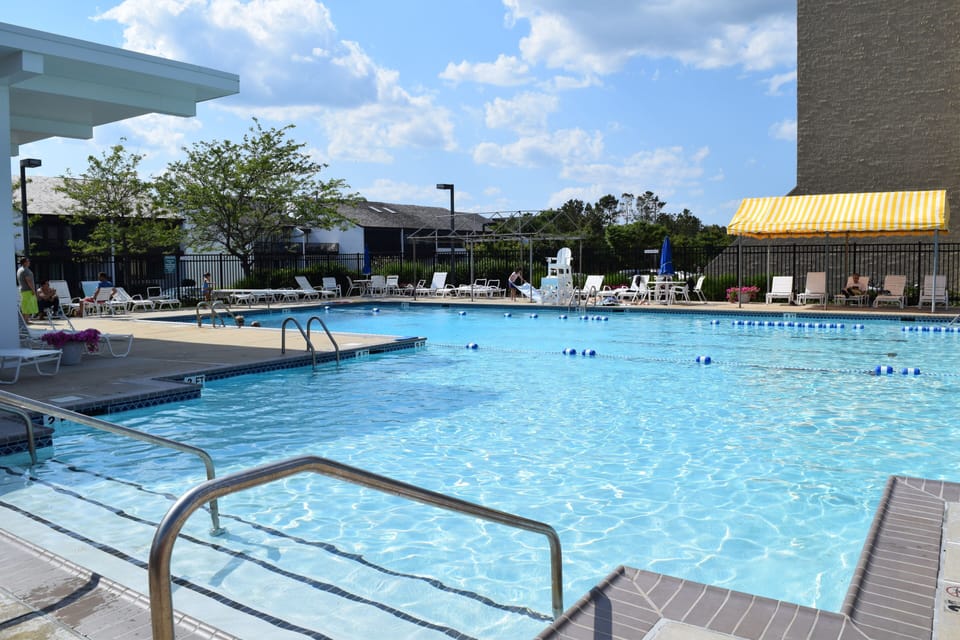 North Shores pool is large and offers plenty of lounge chairs