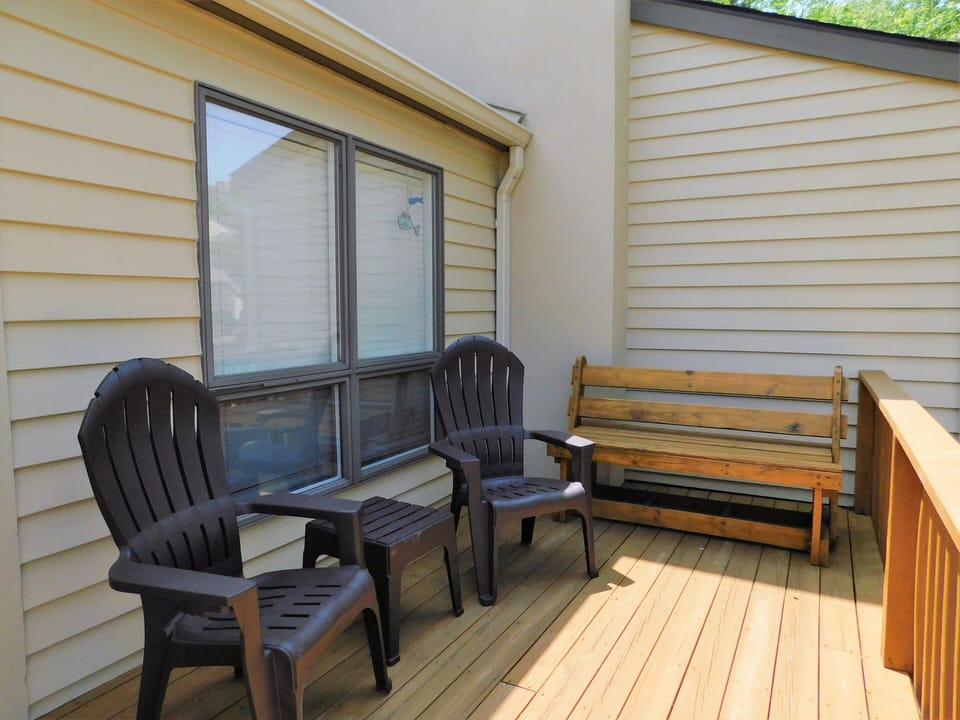 314B Daylily, Bethany Proper, Bethany Beach - deck - Private outdoor deck featuring classic Adirondack seating, ideal for morning coffee or evening fresh air.