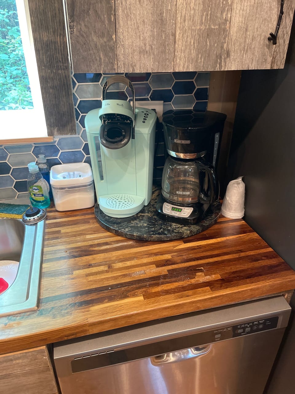 Coffee station plus a DeLonghi espresso maker