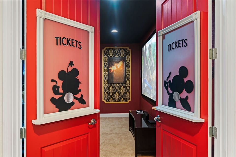 Enjoy a movie in the private theater with comfortable lounge seating
