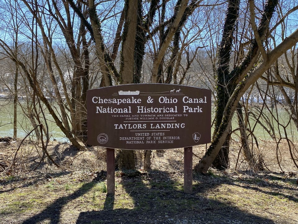 C&O Canal - along the Potomac river. Great walking path that is flat. 