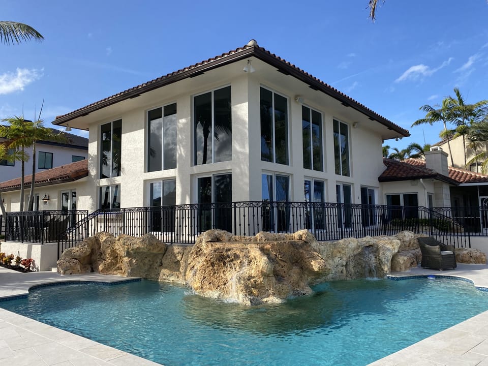 Wraparound pool with 2 waterfalls!
