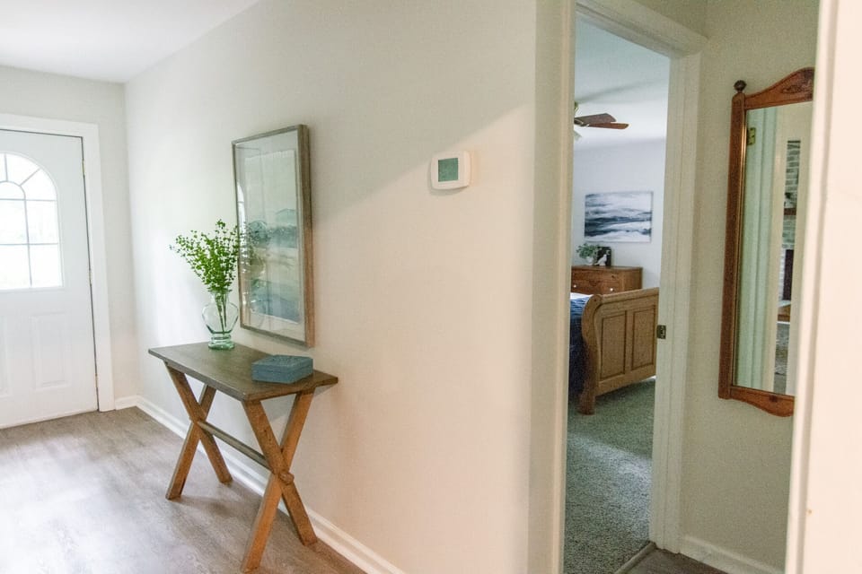 Entryway looking into master bedroom.