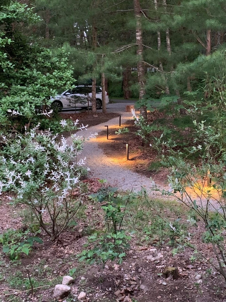 View from porch to parking