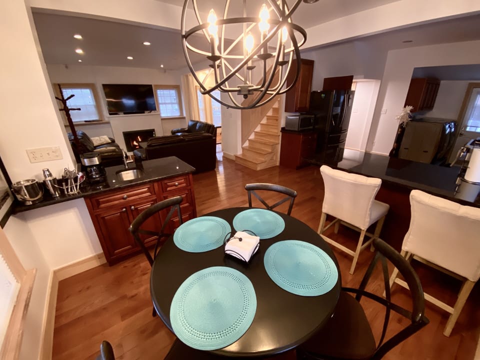 Full view of the downstairs over the dining table.  