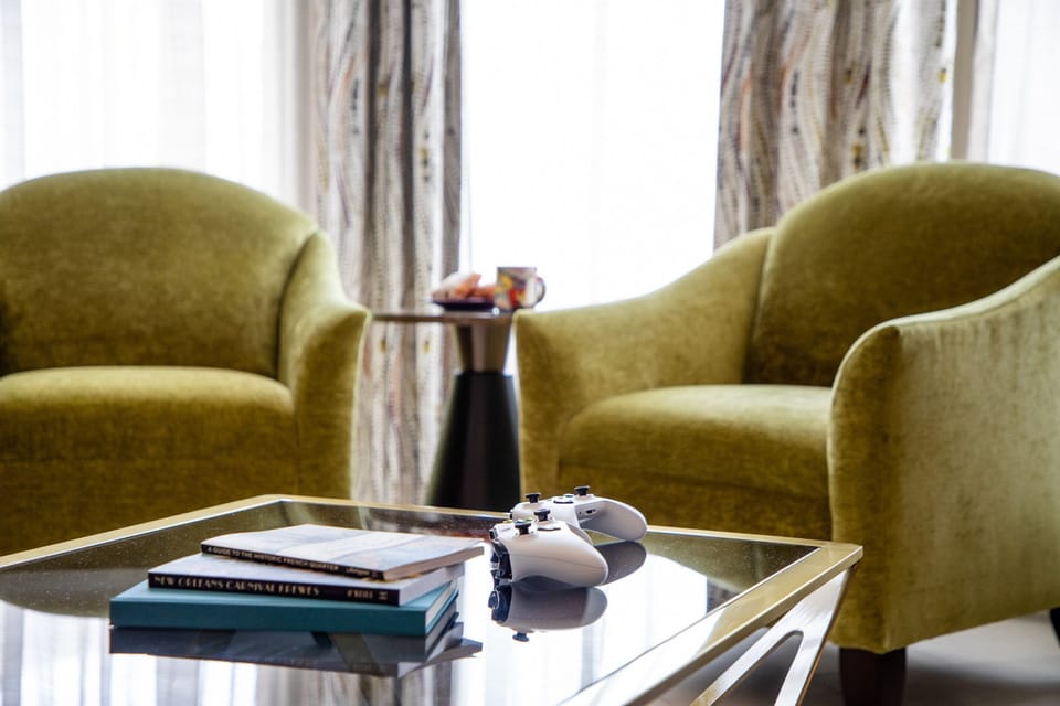 Sink into the cozy sofa after a day exploring the area.