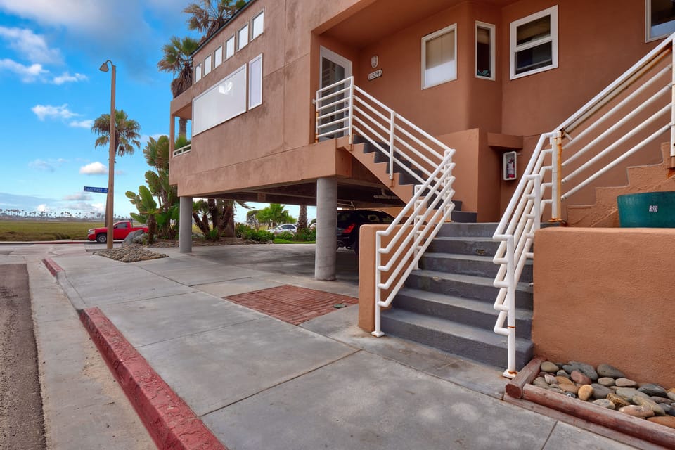 View of estuary and under-unit parking area