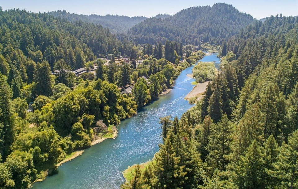 Through the backyard and down the stairs - the Russian River in summer.