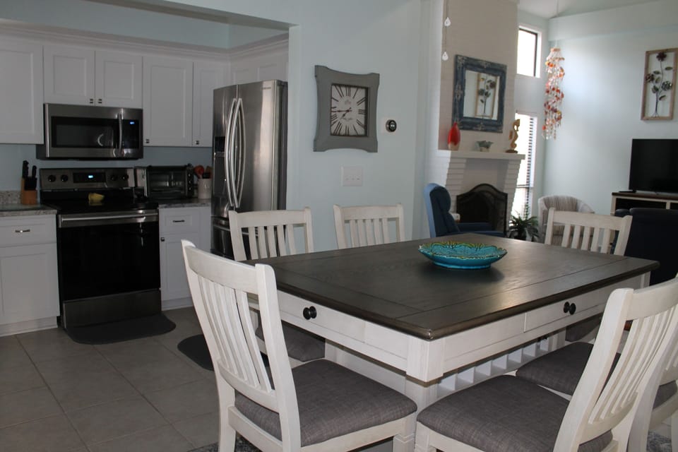 View of dining area and kitchen