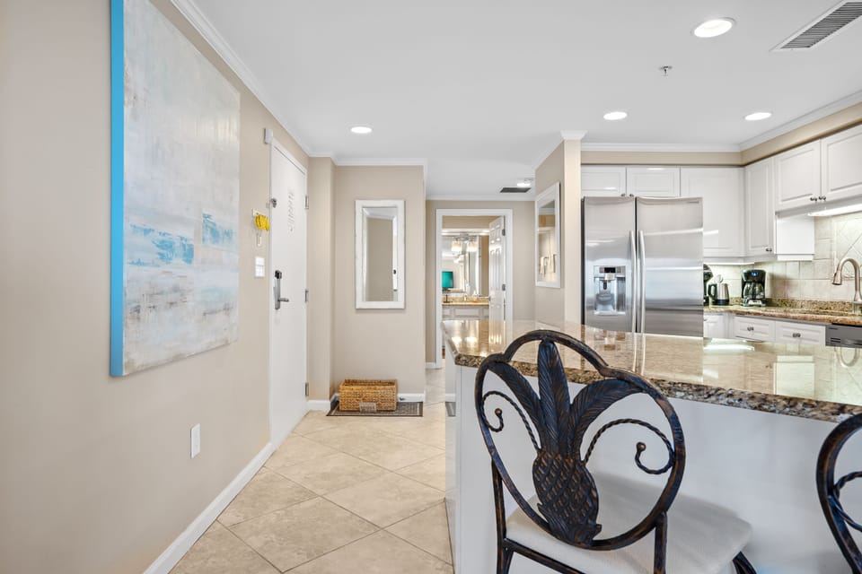View from the dining room to the Guest Bath
