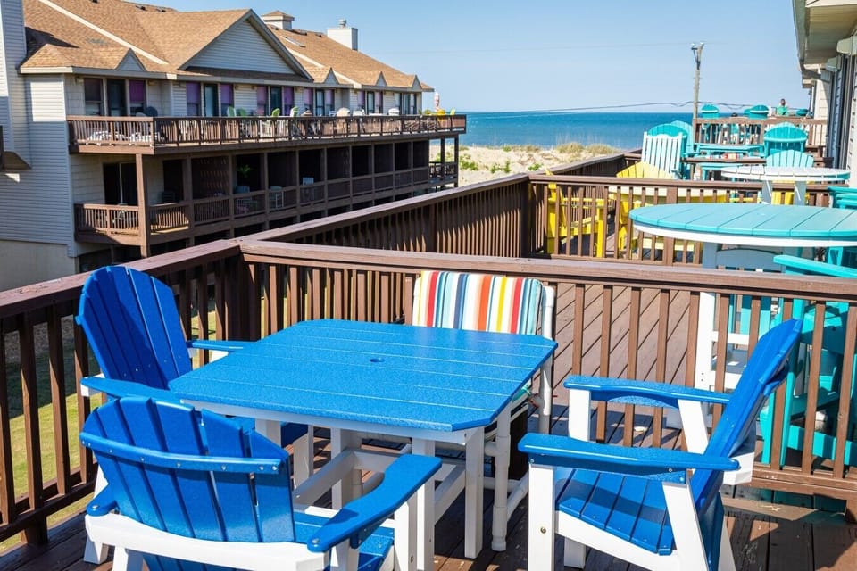 Enjoy meals outdoors while taking in the ocean views.