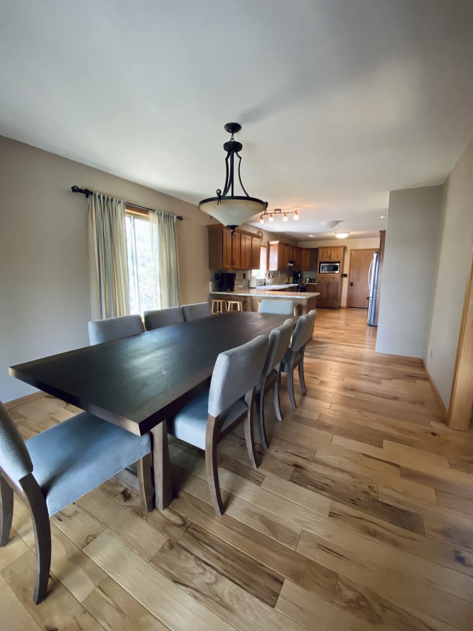 Fully equipped kitchen, seating for all, with complimentary coffee, tea, & more.