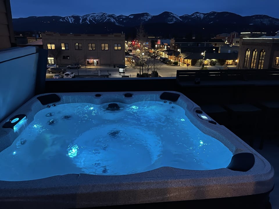 Private hot tub with Central Ave and Mountain Views #1 Condo in Whitefish 