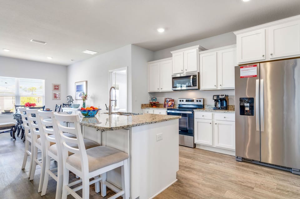 This large kitchen will provide space for cooking in or ease of carry-out