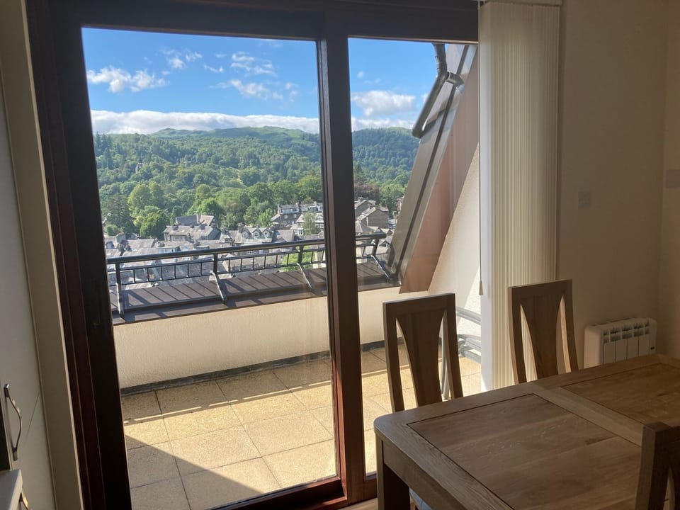South facing balcony accessed from the kitchen