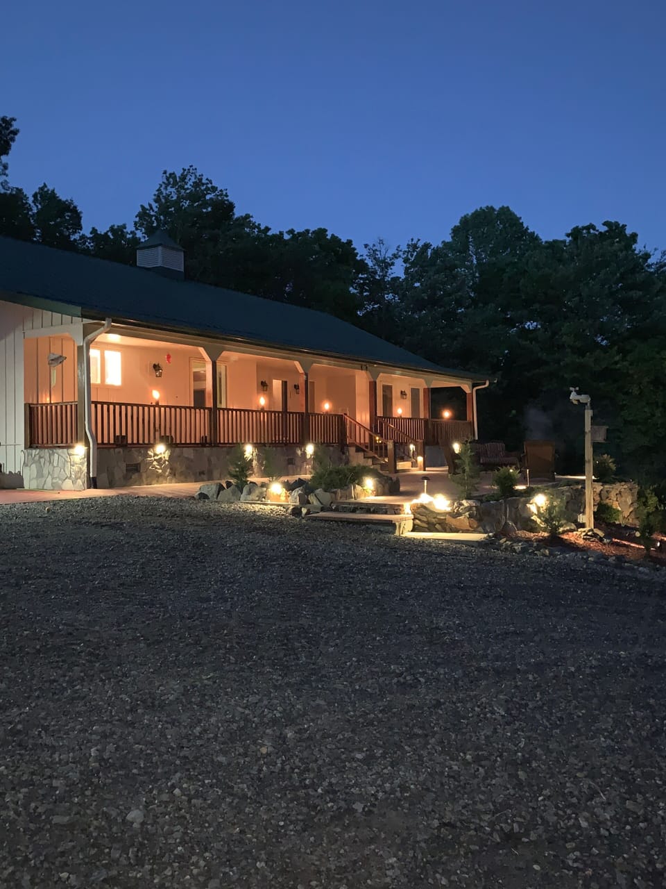 Well lit front patio