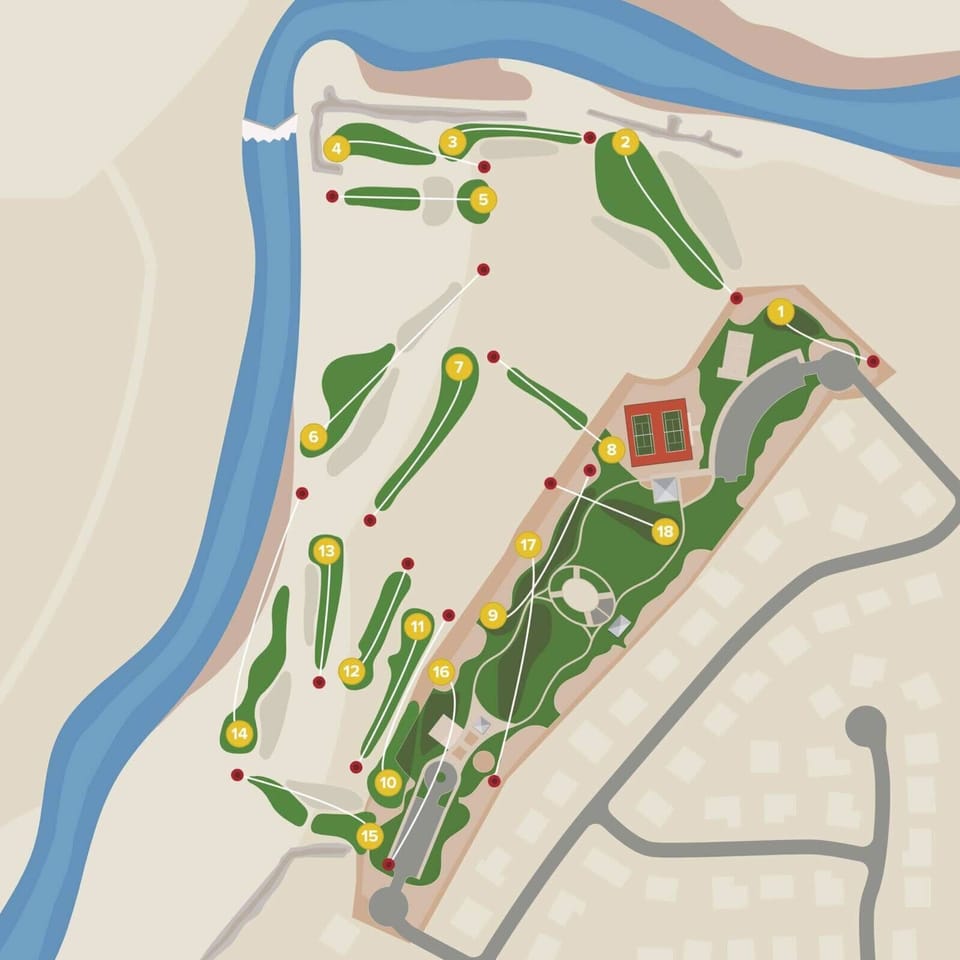 Sketch of park that is one block from the trailer. Splash pad, playgrounds, etc