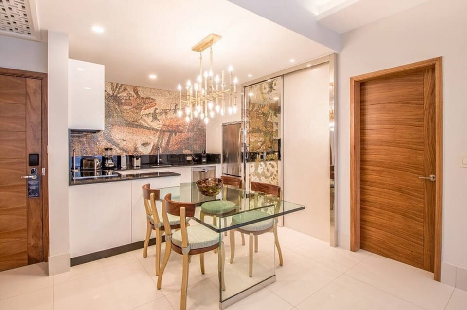 The kitchen features high end stainless steel appliances and basics for cooking!