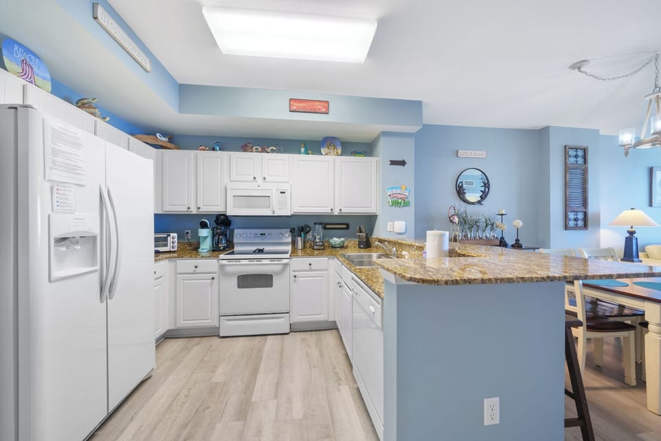 Fully-stocked kitchen with all the appliances you need.