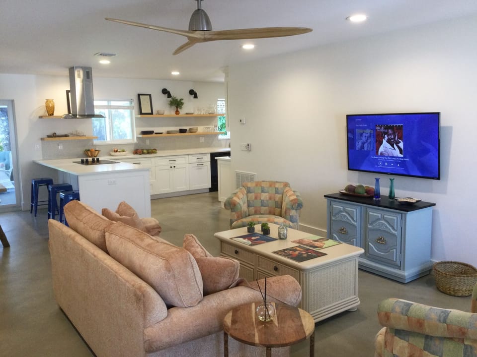 comfortable, open living room.  