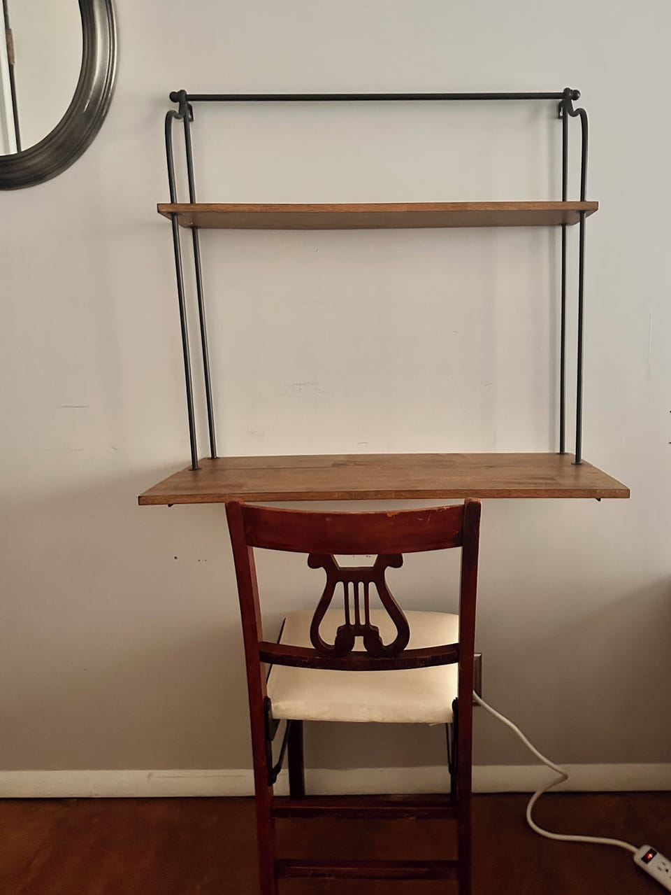 Floating desk in bedroom
