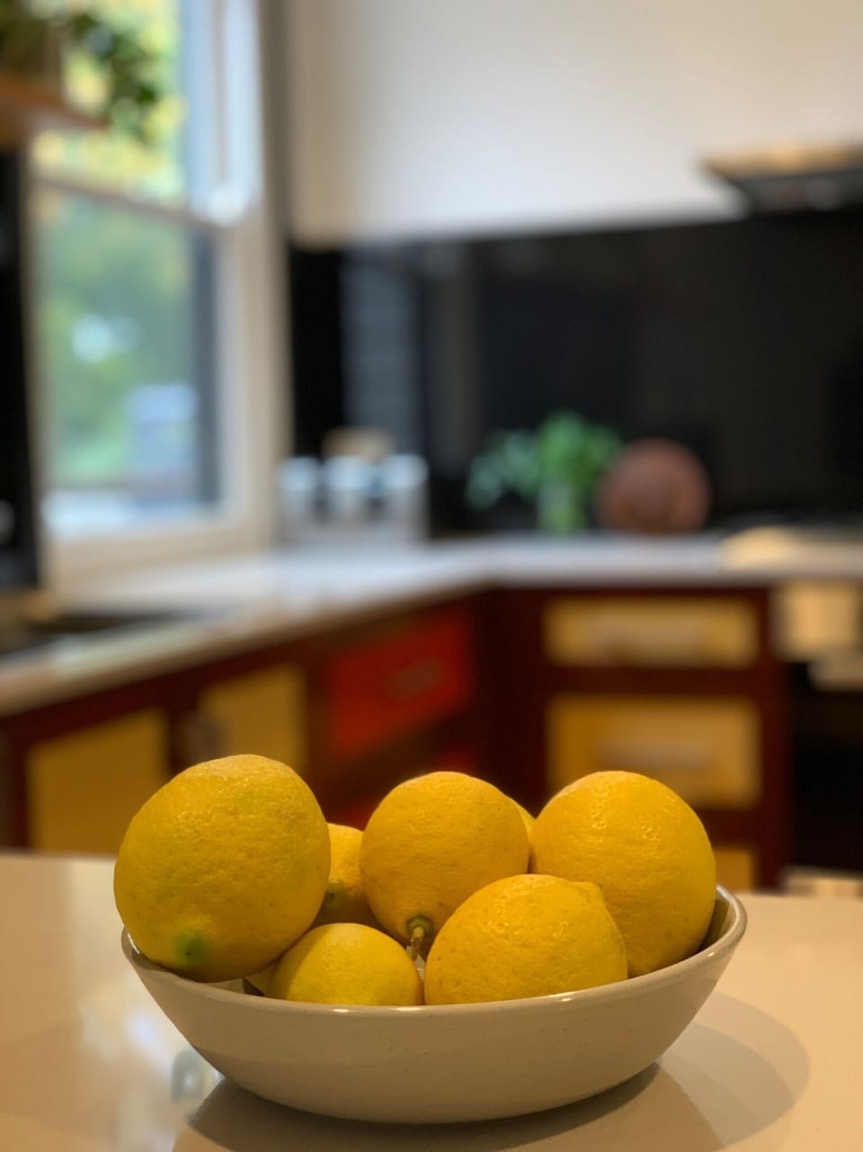 Central kitchen with stone bench tops 