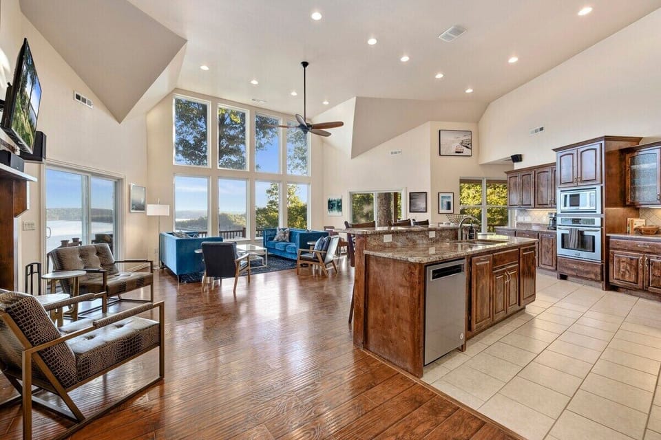 Right off the living room, you'll find our huge, open-concept kitchen.