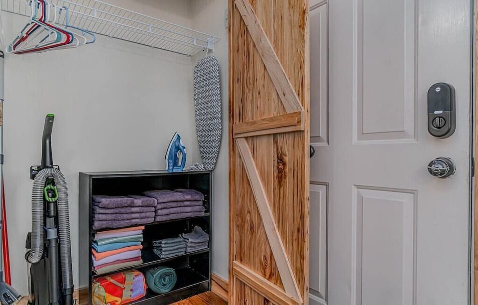 Beach and bath towels included. Ironing board & small iron.