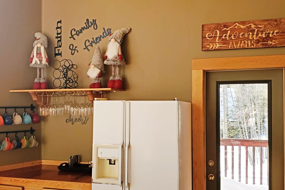Beverage area with full fridge