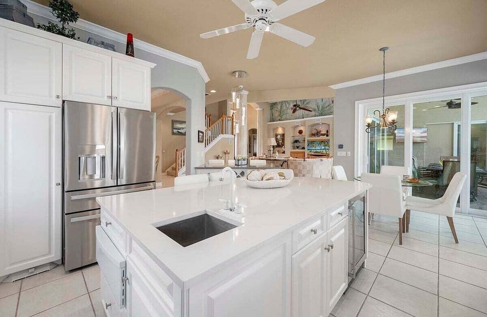 Large Kitchen Island with Wine Fridge
