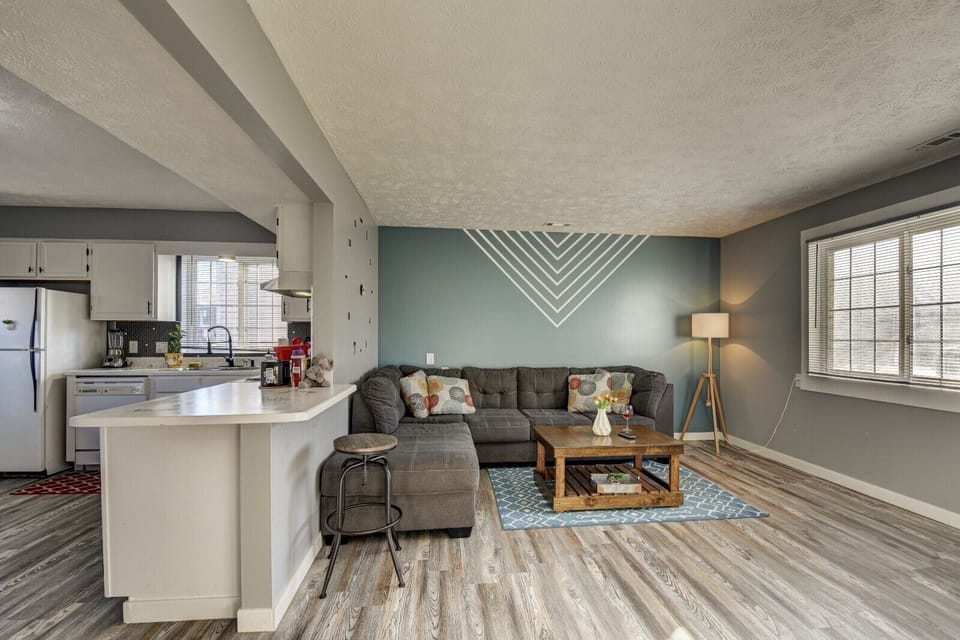 Downstairs- Living room and kitchen on the left