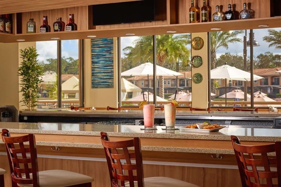 Pull up a seat at the bar and relax with a cocktail after a long day at the parks.