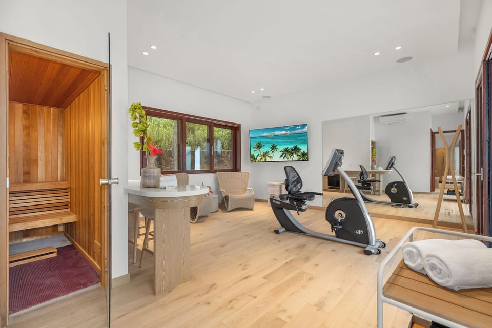 Gym/Yoga room designed for relaxation or exercise, with equipment available for rent.