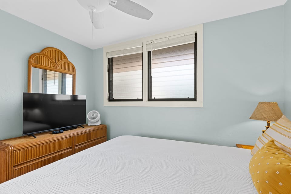 Guest bedroom is comfy, and private.