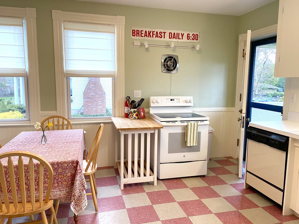 Kitchen, showing back door 