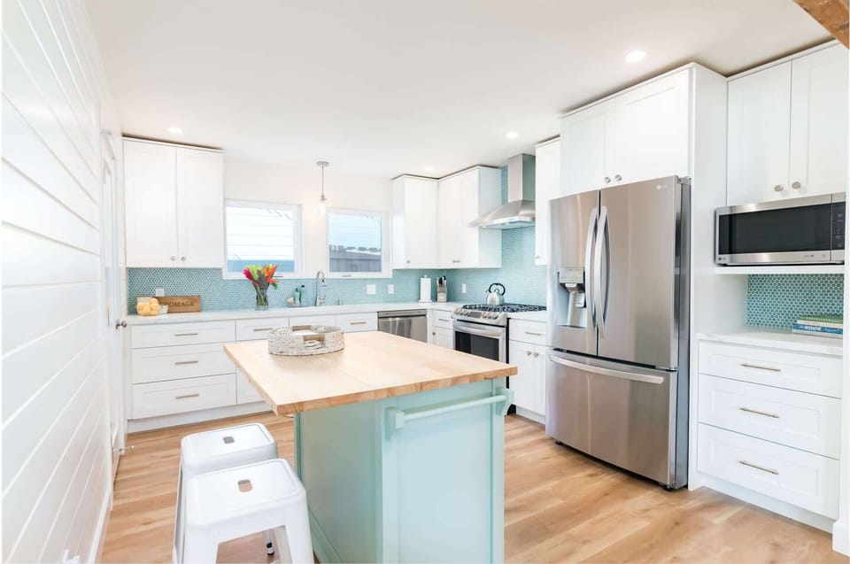 Kitchen with butcher block island