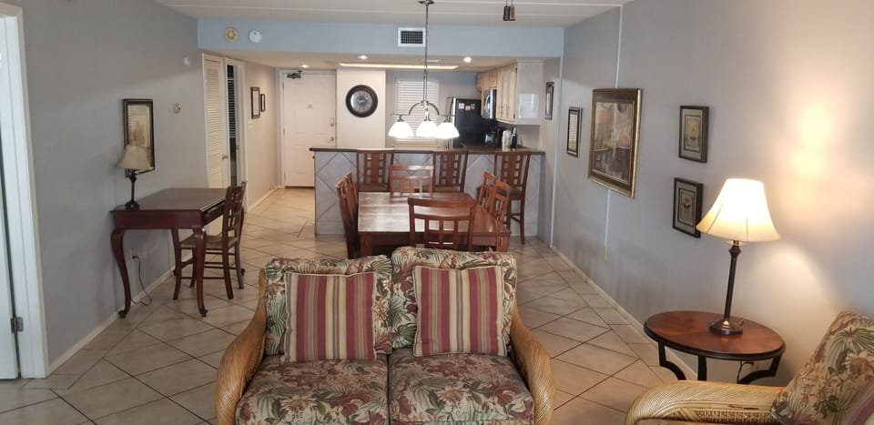 From LR showing Dining area and Kitchen. New love seat not shown.