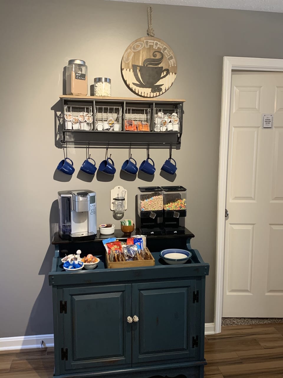 Wake up to a light breakfast, cup of coffee/tea or a snack for the road.