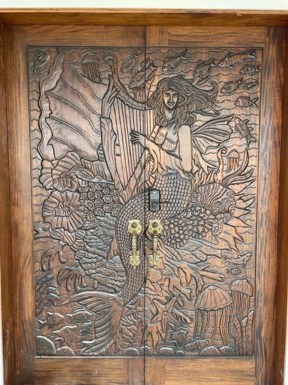 Front door entrance with keyless entry.